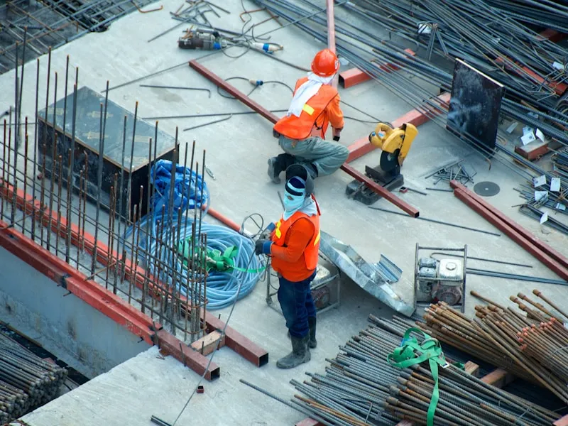 Construction site with scaffolding against the sky
